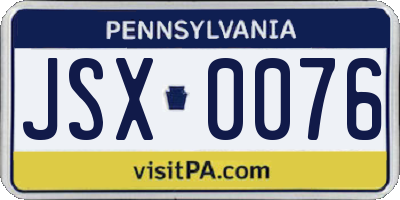 PA license plate JSX0076