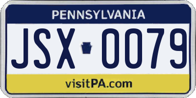 PA license plate JSX0079