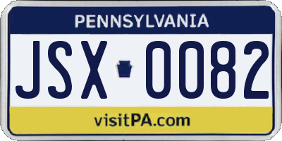 PA license plate JSX0082
