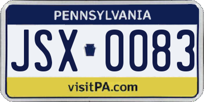 PA license plate JSX0083