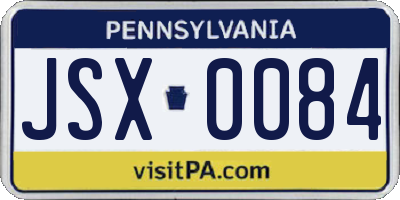 PA license plate JSX0084