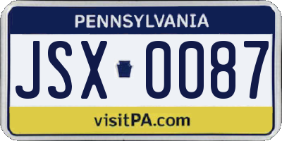 PA license plate JSX0087