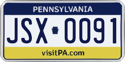 PA license plate JSX0091