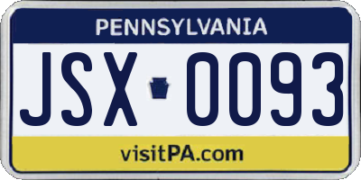 PA license plate JSX0093