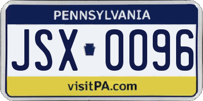 PA license plate JSX0096