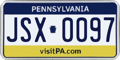 PA license plate JSX0097