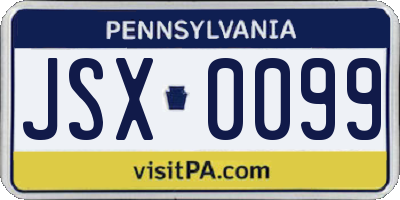PA license plate JSX0099