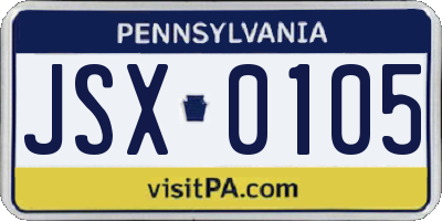 PA license plate JSX0105