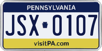 PA license plate JSX0107