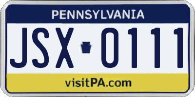 PA license plate JSX0111