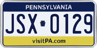 PA license plate JSX0129