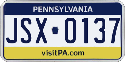 PA license plate JSX0137