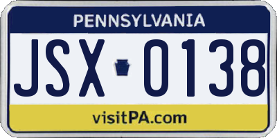 PA license plate JSX0138
