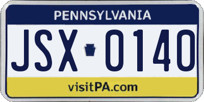 PA license plate JSX0140