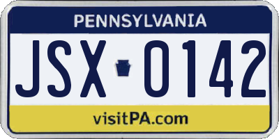 PA license plate JSX0142