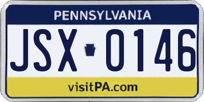 PA license plate JSX0146