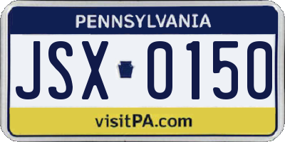 PA license plate JSX0150