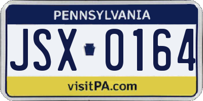 PA license plate JSX0164