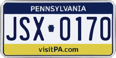 PA license plate JSX0170