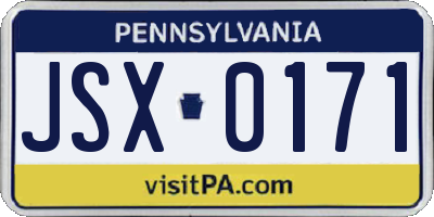 PA license plate JSX0171