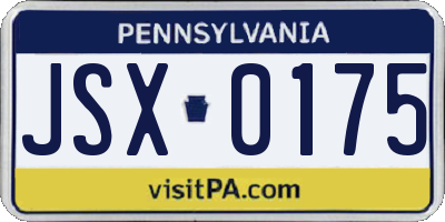 PA license plate JSX0175
