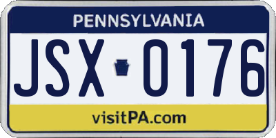 PA license plate JSX0176