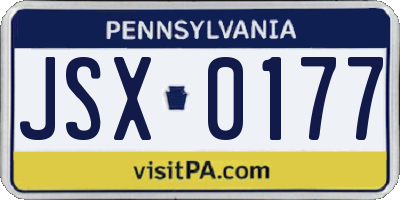 PA license plate JSX0177