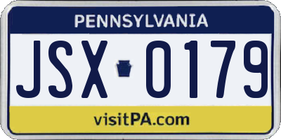 PA license plate JSX0179