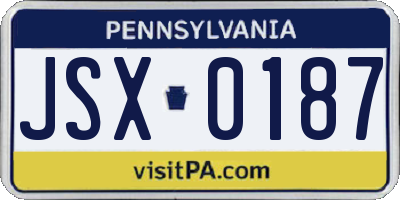 PA license plate JSX0187