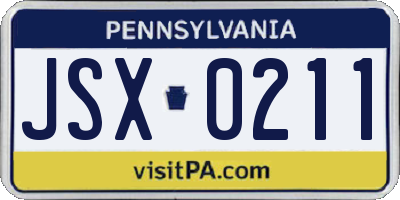 PA license plate JSX0211