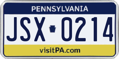 PA license plate JSX0214