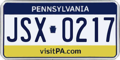 PA license plate JSX0217