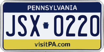 PA license plate JSX0220