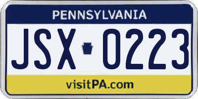 PA license plate JSX0223