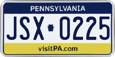 PA license plate JSX0225