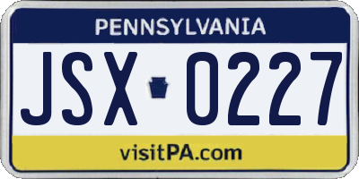 PA license plate JSX0227