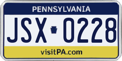 PA license plate JSX0228