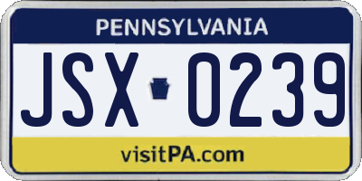 PA license plate JSX0239
