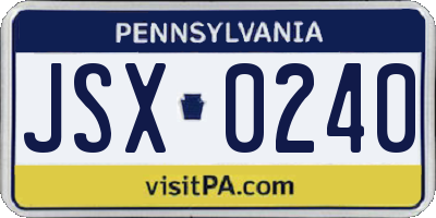 PA license plate JSX0240