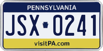 PA license plate JSX0241