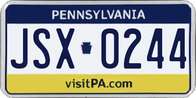 PA license plate JSX0244