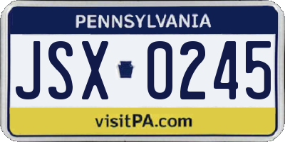 PA license plate JSX0245