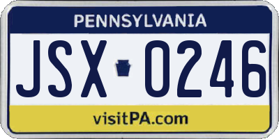 PA license plate JSX0246