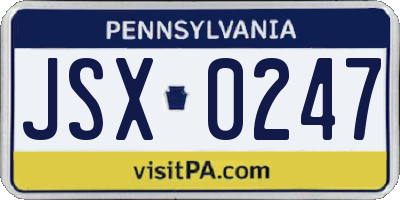 PA license plate JSX0247