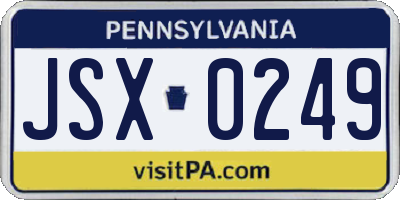 PA license plate JSX0249