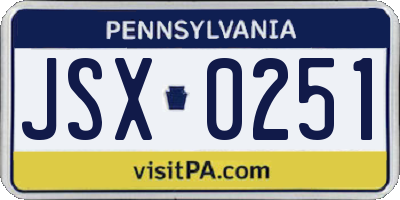 PA license plate JSX0251