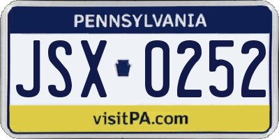 PA license plate JSX0252