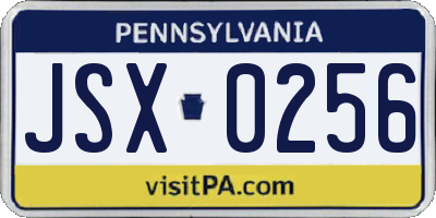 PA license plate JSX0256