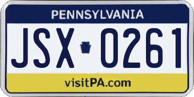 PA license plate JSX0261