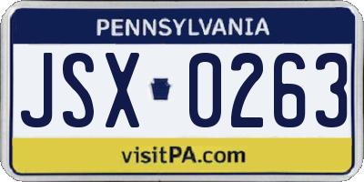 PA license plate JSX0263